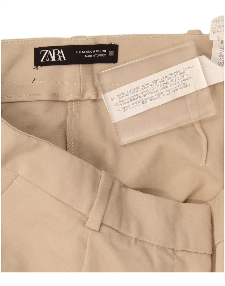 Zara Damen Freizeitshorts Medium W30 Beige Baumwolle