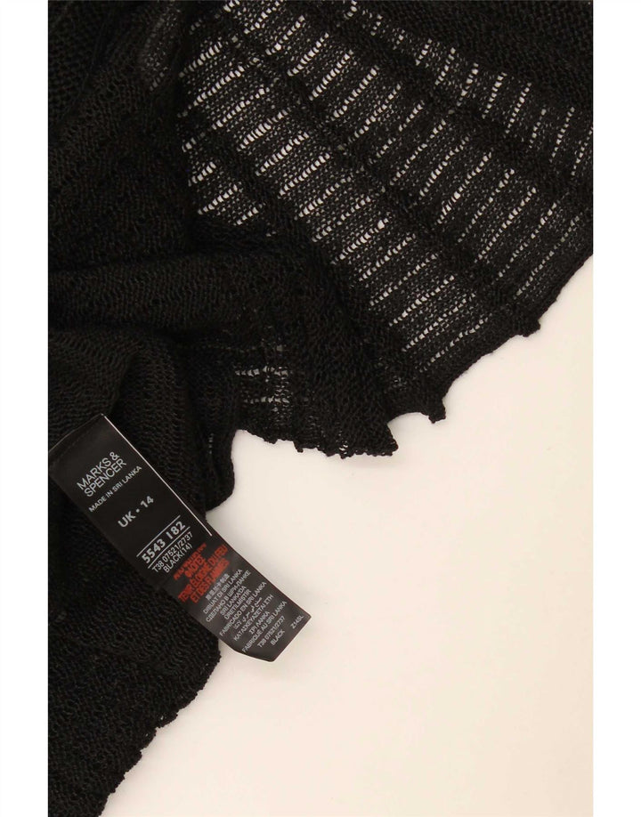 Marks & Spencer Damen-Cardigan-Oberteil mit kurzen Ärmeln, Gr. 14, Mittelschwarz, Leinen