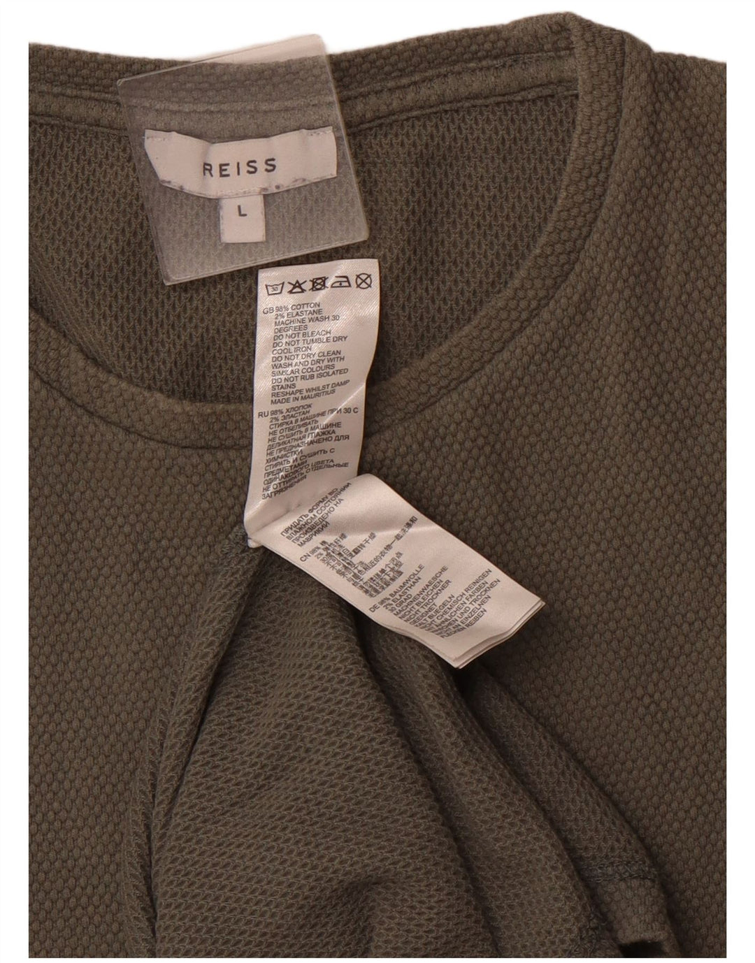 REISS Herren T-Shirt Top Large Grün Baumwolle