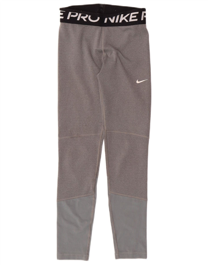 NIKE Leggings mit Dri-Fit-Grafik für Mädchen, 12–13 Jahre, Größe L, Grau, Farbblock