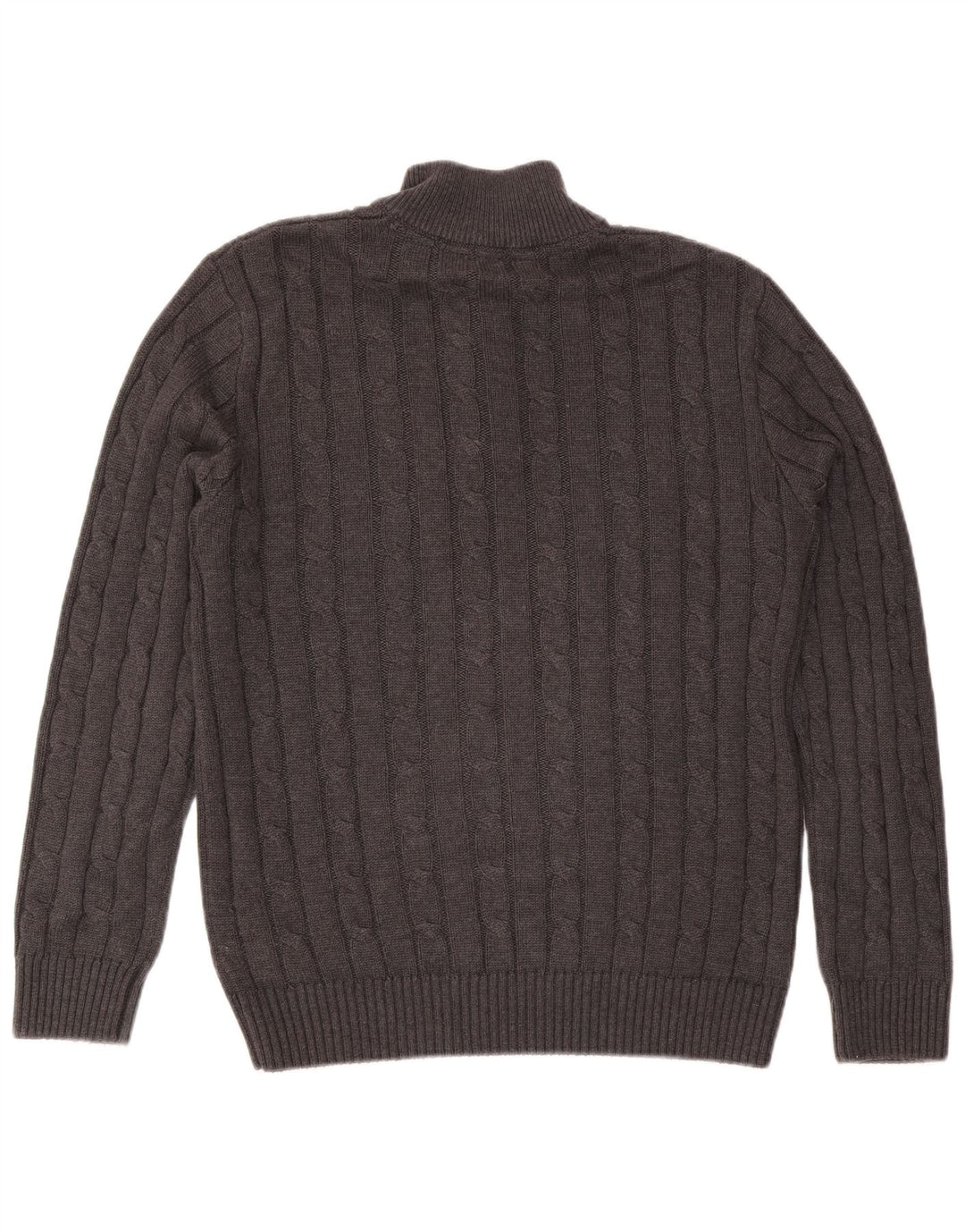 Crew Clothing Herren-Pullover mit Reißverschluss am Hals, mittelgraue Baumwolle