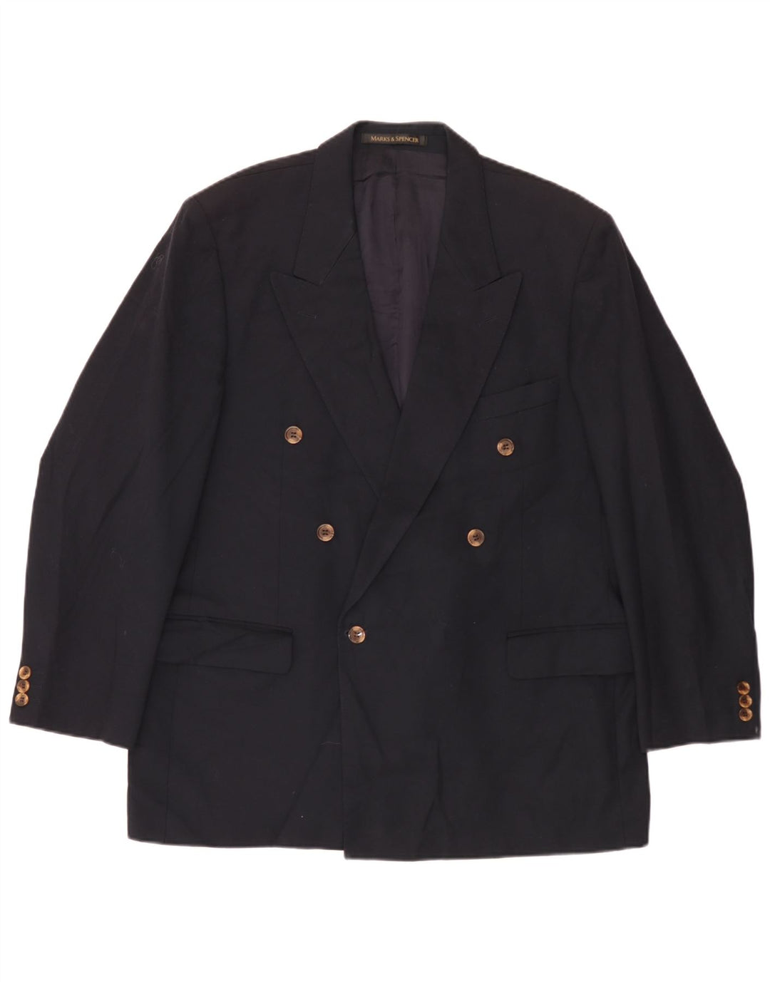 Marks & Spencer Herren Zweireihiger Blazer Jacke UK 44 XL Marineblau