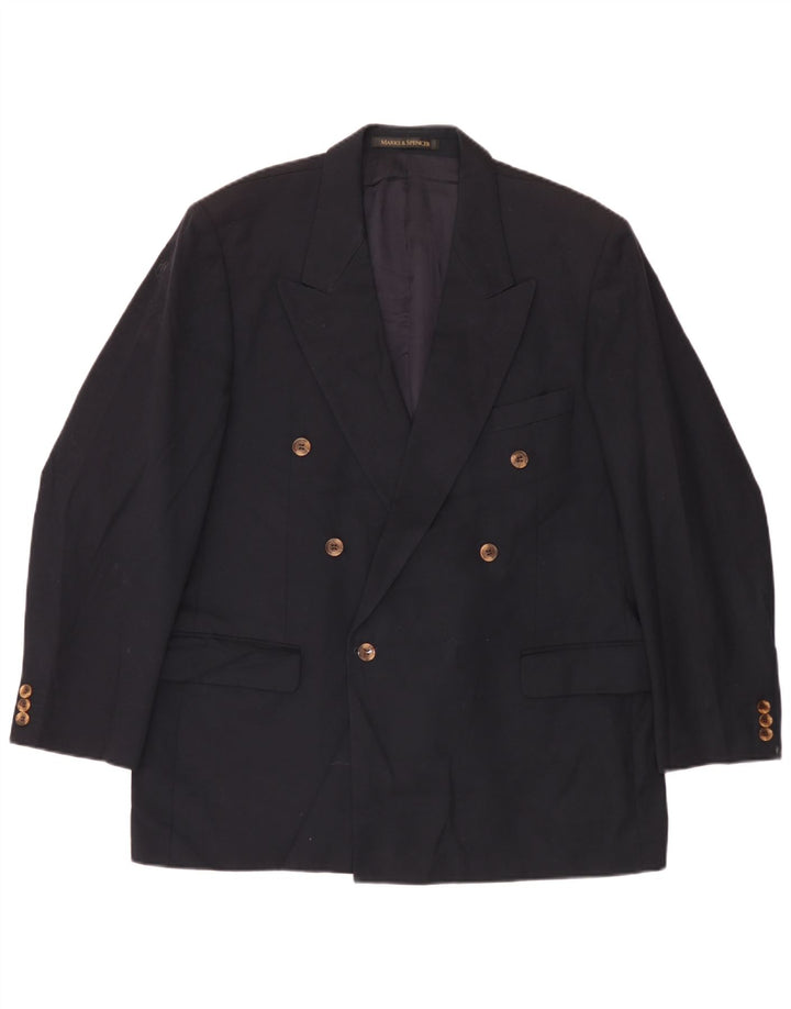 Marks & Spencer Herren Zweireihiger Blazer Jacke UK 44 XL Marineblau