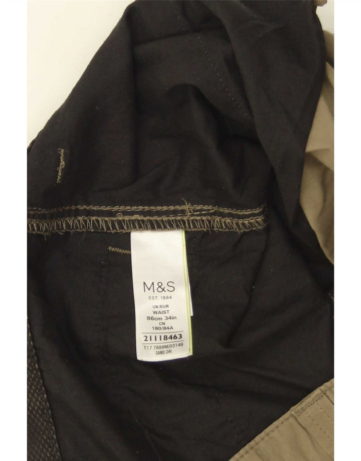 Marks & Spencer Herren Cargoshorts W34 Large Khaki Baumwolle