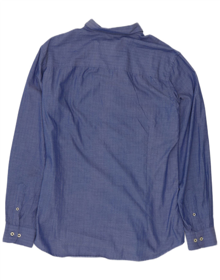 Jack & Jones Herrenhemd XL, blaues Fischgrätenmuster aus Baumwolle