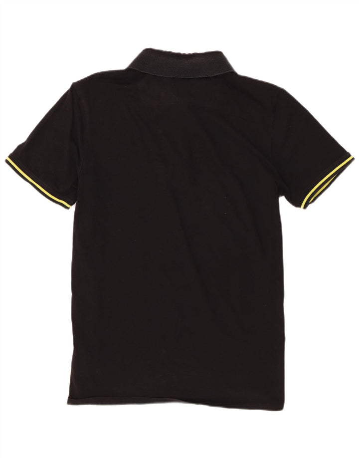 Guess Kurzarm-Poloshirt für Herren in normaler Passform aus mittelschwarzer Baumwolle