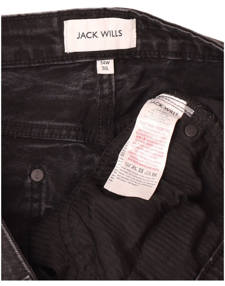 JACK WILLS Herren Slim Jeans W34 L27 Schwarze Baumwolle