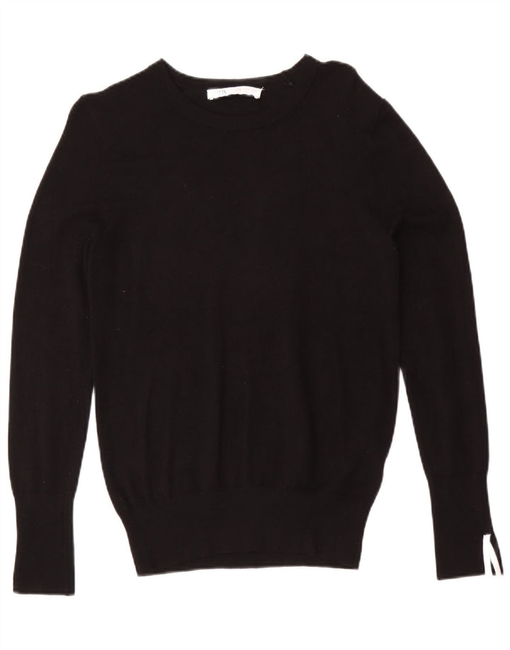Zara Damen-Pullover mit U-Boot-Ausschnitt, UK 12, mittlere schwarze Viskose