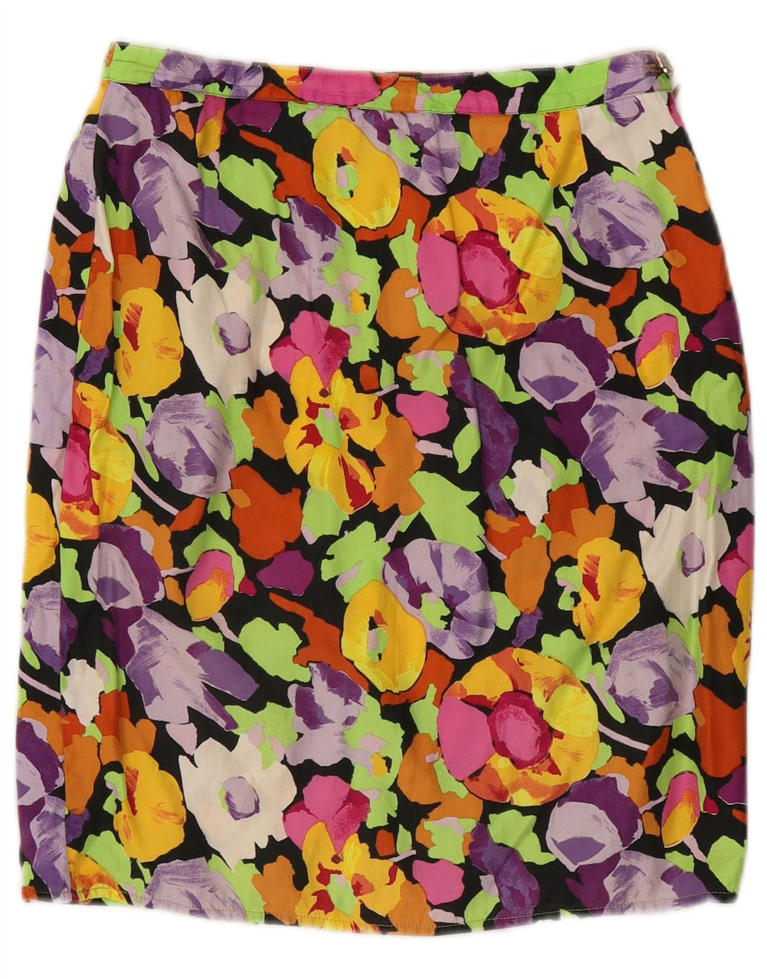 Vintage Damen gerader Rock W26 klein bunt geblümt