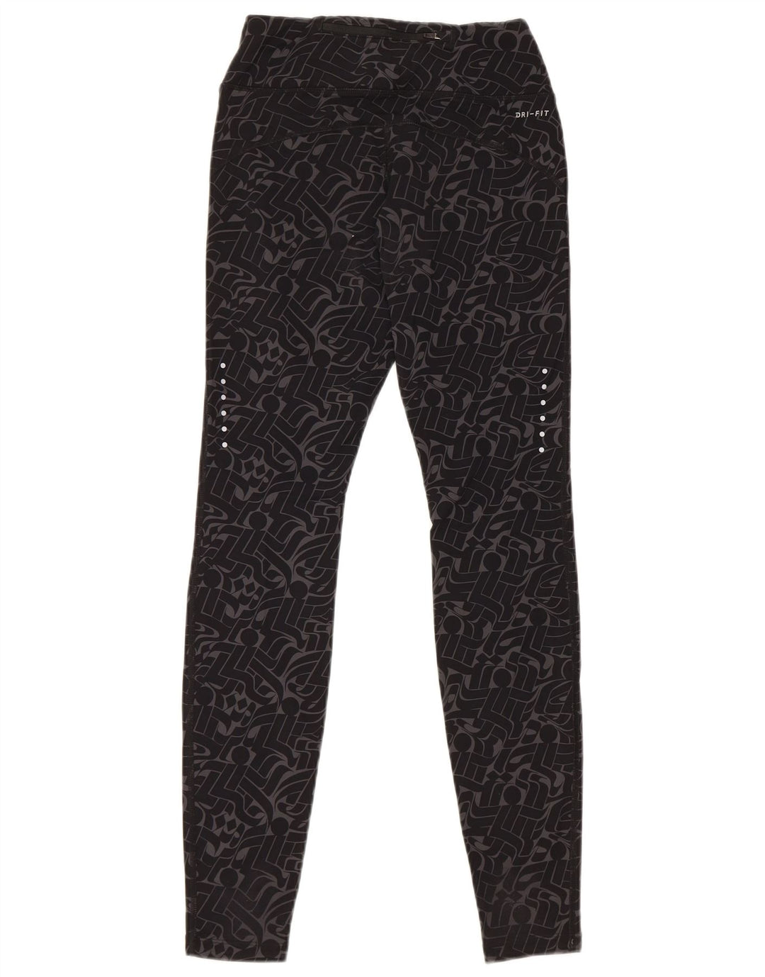 NIKE Damen Dri Fit Leggings UK 8 Kleines schwarzes geometrisches Nylon