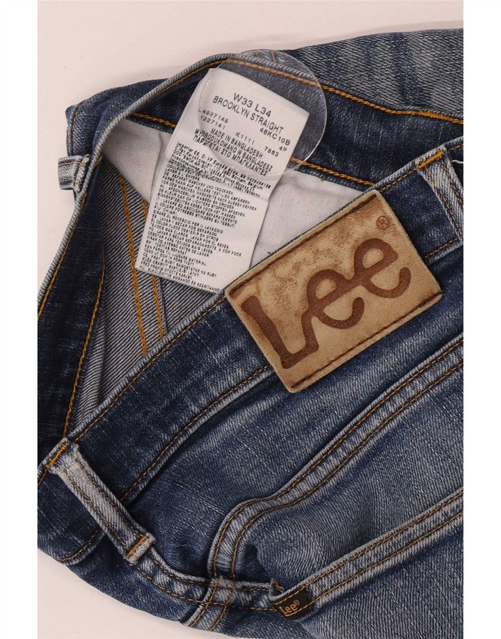 Lee Herren Brooklyn Straight Jeans W33 L34 Blaue Baumwolle