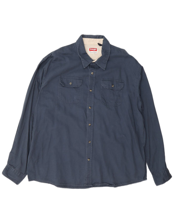 Wrangler Herrenhemd 2XL Marineblau aus Baumwolle