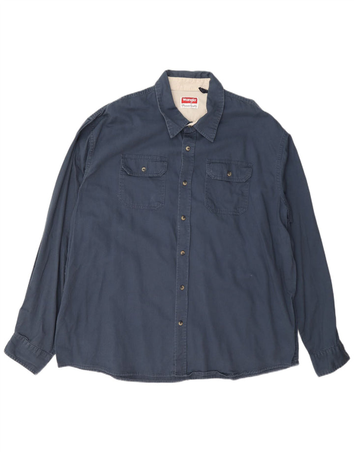 Wrangler Herrenhemd 2XL Marineblau aus Baumwolle