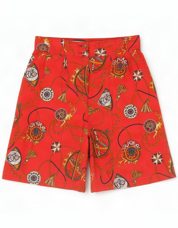 Conte of Florence Chino-Shorts mit abstraktem Muster für Damen IT 42 Medium W27 Rot