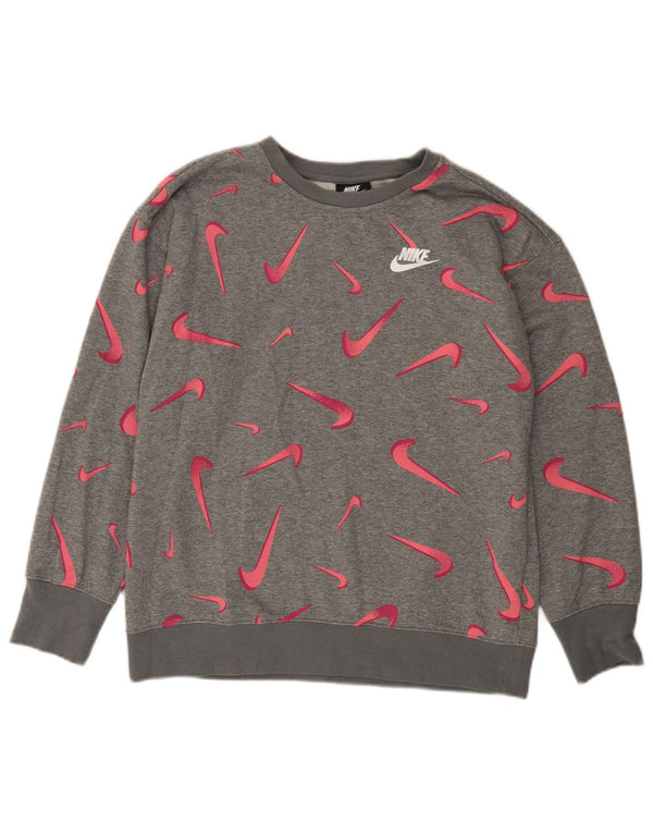 NIKE Mädchen-Sweatshirt mit Grafik, 13–14 Jahre, XL, grau, geometrisch