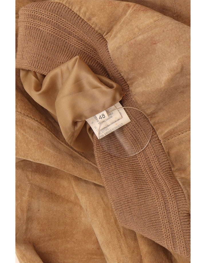 Vintage Herren Wildleder Bomberjacke EU 48 Medium Beige Leder