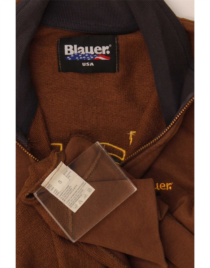 Blauer Herren-Trainingsanzugoberteil mit Grafik, Größe S, braune Baumwolle