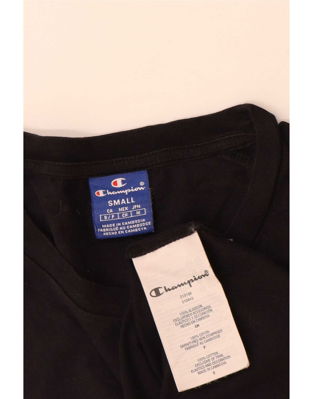 Champion Herren-T-Shirt mit Grafik, Größe S, schwarze Baumwolle