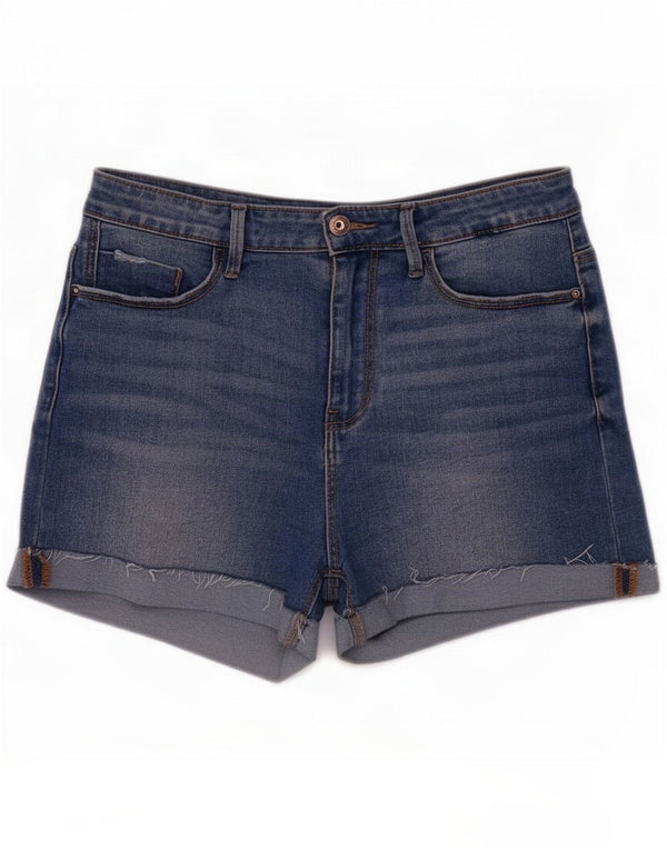 Stradivarius Damen-Jeansshorts mit hohem Bund, UK 10, Größe S, W28, Blau, Polyester