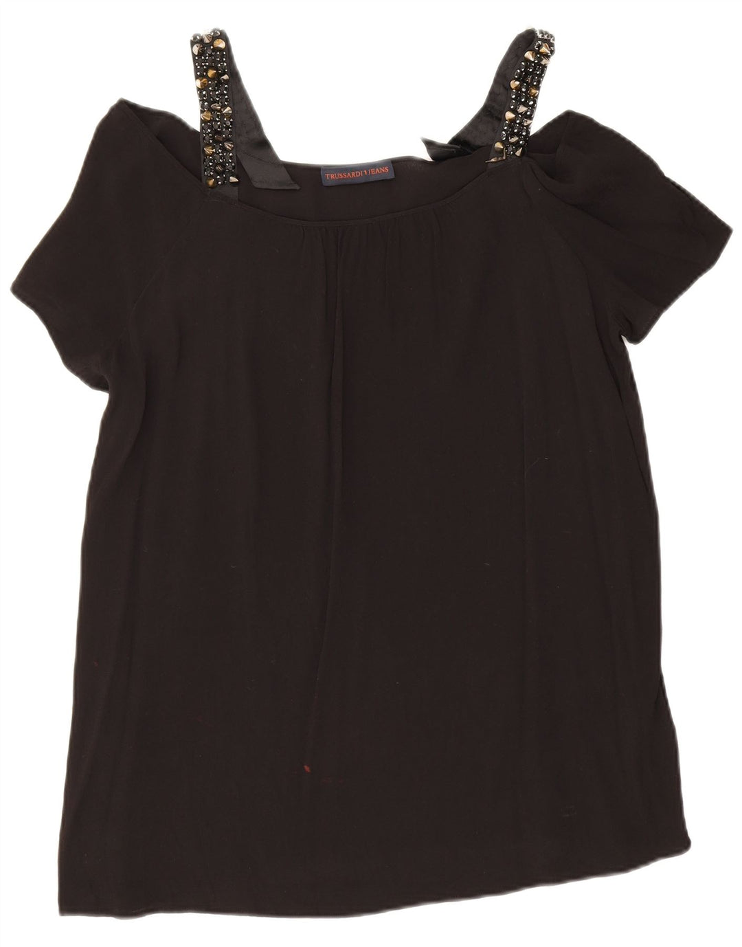 Trussardi Damen Schulterfreies Top IT 48 XL Schwarze Viskose