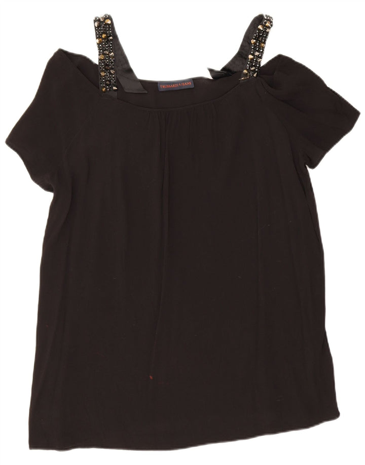 Trussardi Damen Schulterfreies Top IT 48 XL Schwarze Viskose