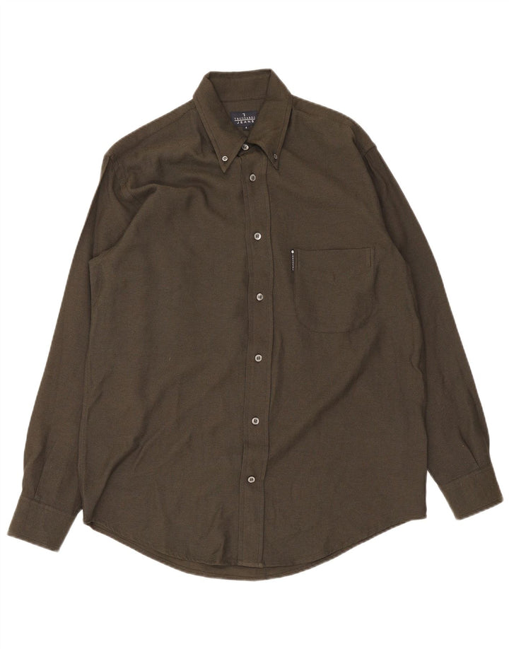 Trussardi Herrenhemd Small Khaki Viskose