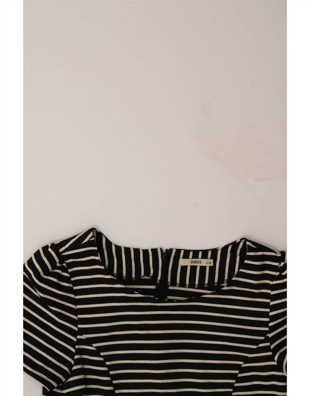 OASIS Womens Blouse Top UK 14 Medium  Navy Blue Striped Polyester Vintage Oasis and Second-Hand Oasis from Messina Hembry 