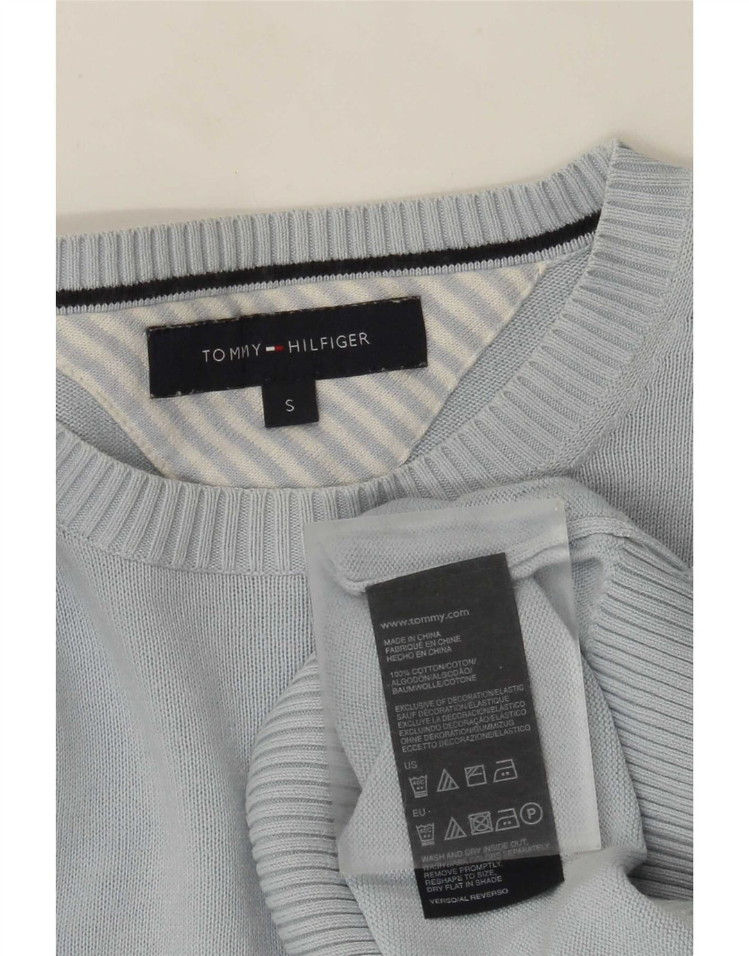 Tommy Hilfiger Herren-Pullover, reguläre Passform, Rundhalsausschnitt, Größe S, blau, Baumwolle