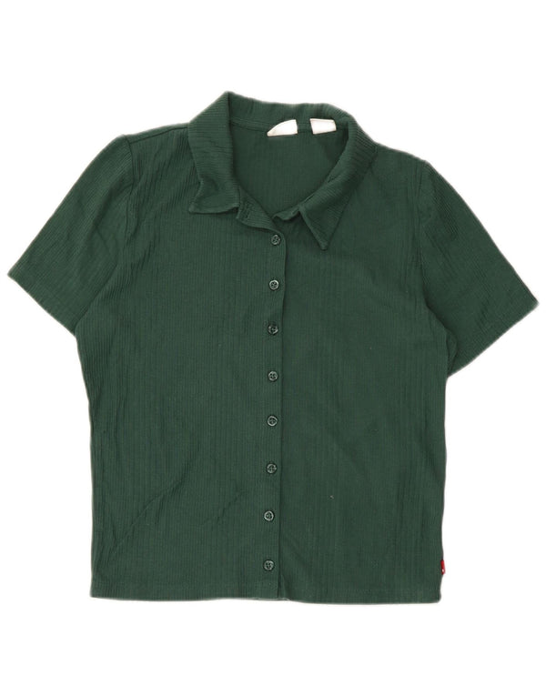 Levi's Damen-Hemdbluse mit kurzen Ärmeln, Gr. 10, Größe S, Grün, Baumwolle