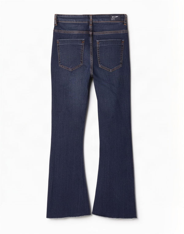 Zara Damen Crop Flared Jeans EU 38 Small W28 L26 Blau