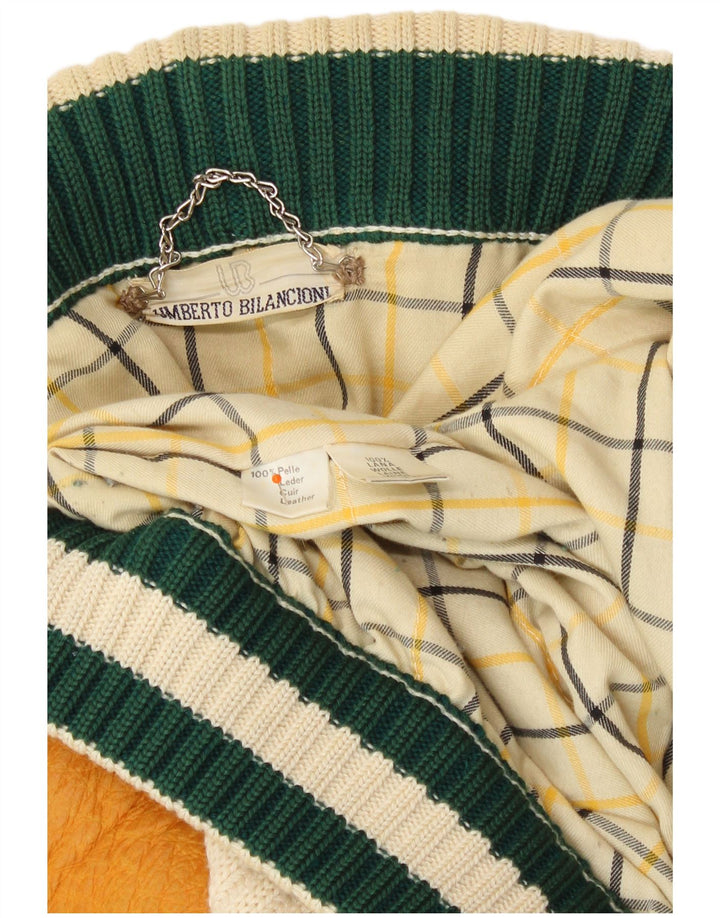 Umberto Bilancioni Herrenjacke UK 40 Großes gelbes Colourblock-Leder