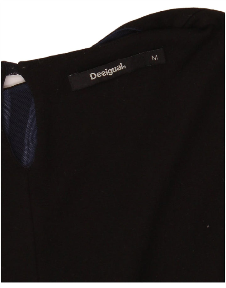 DESIGUAL Damen Langarm-Blusenoberteil UK 12 Medium Navy Blue Floral