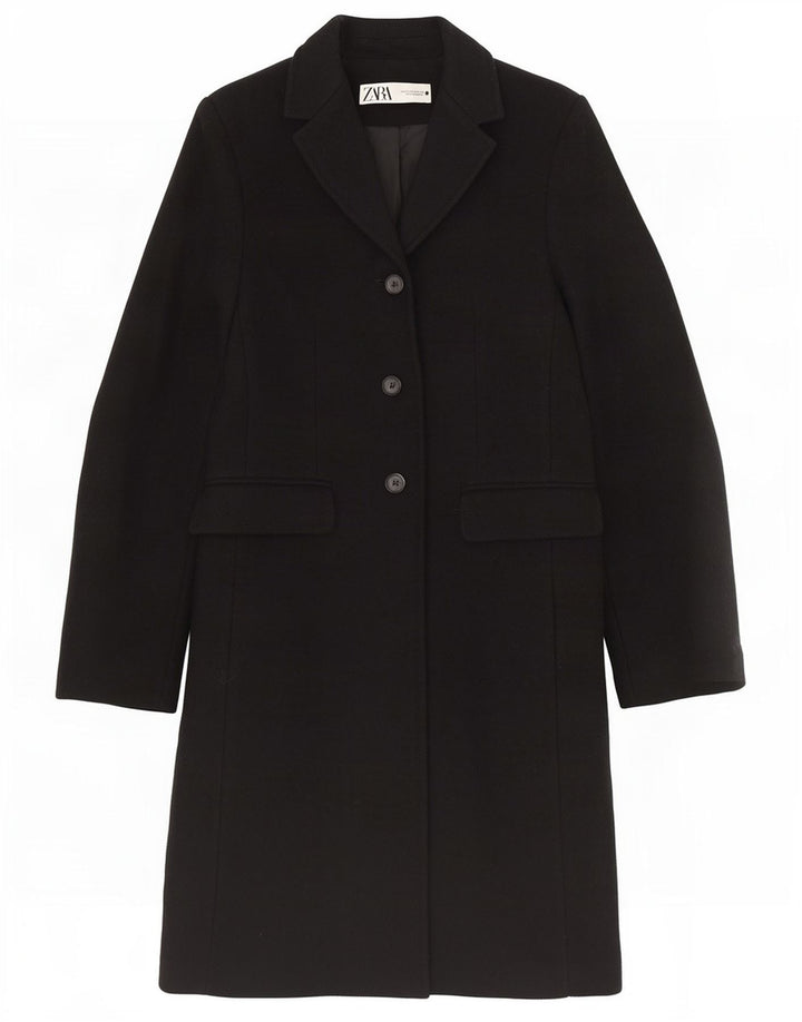 Zara Damen Mantel UK 6 XS Schwarz Viskose