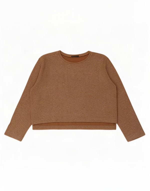 Zara Damen Crop Top Langarm UK 18 XL Beige