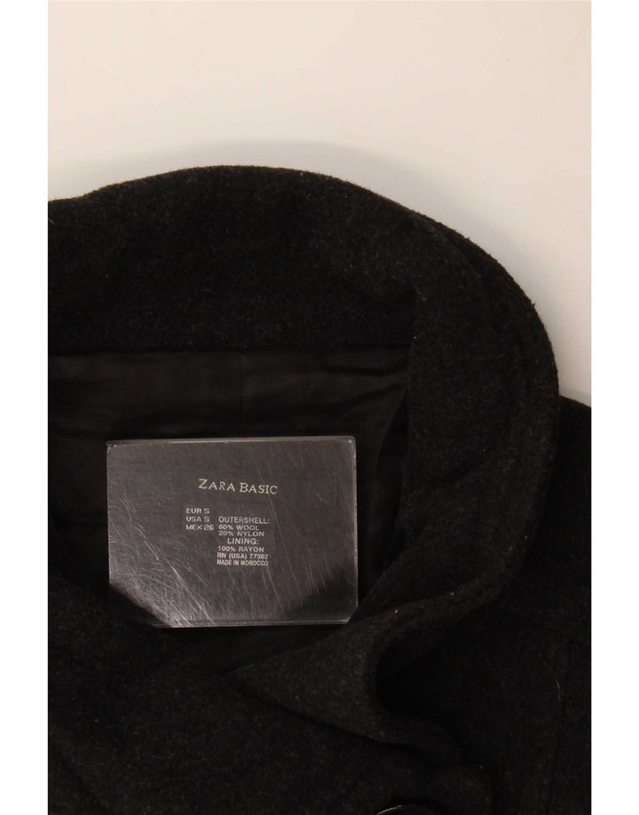 Zara Damen Pea Coat UK 10 Kleine graue Wolle
