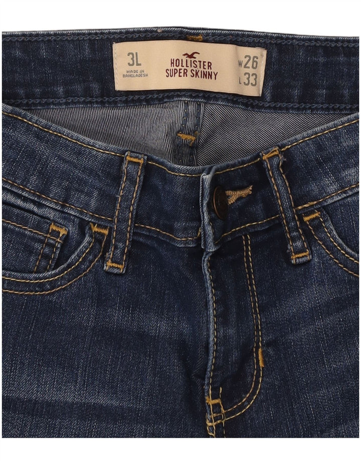 HOLLISTER Damen Super Skinny Jeans W26 L33 Blaue Baumwolle