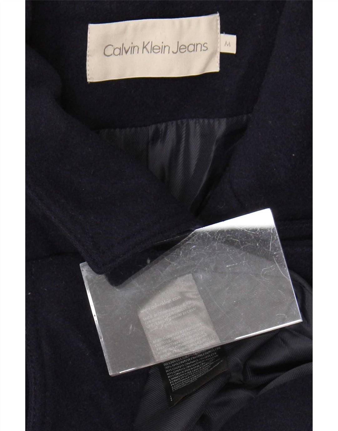 Calvin Klein Jeans Damen Mantel UK 14 Mittelmarineblaue Wolle