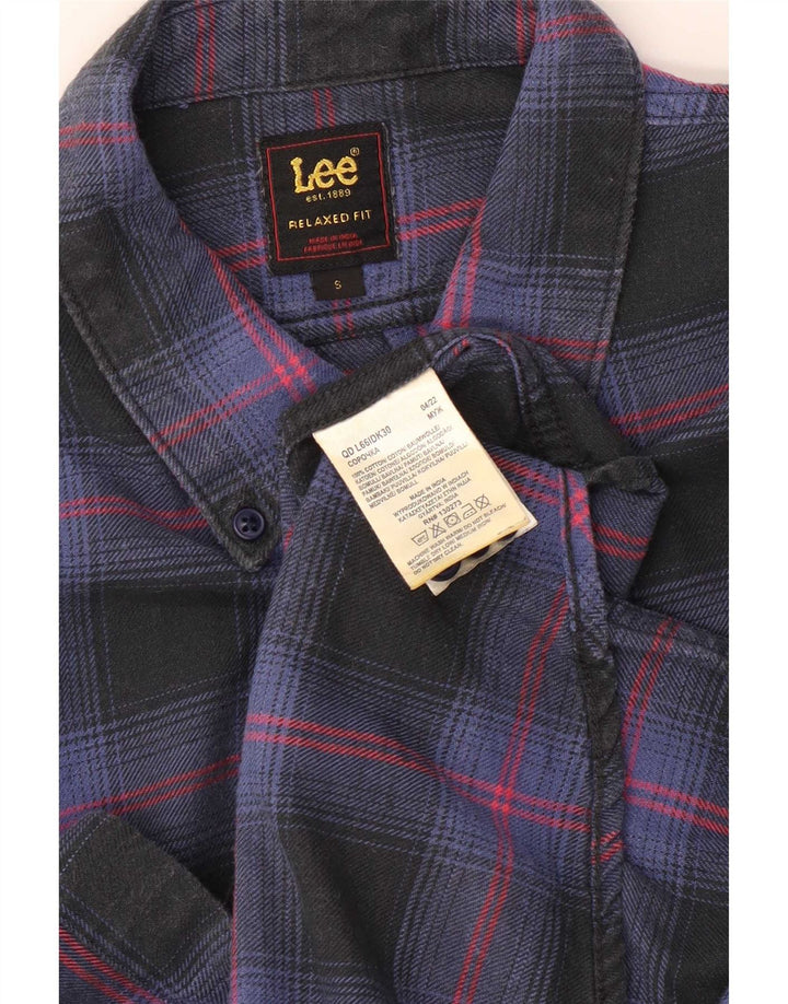 Lee Herren-Flanellhemd mit entspannter Passform, klein, marineblau, kariert, Baumwolle