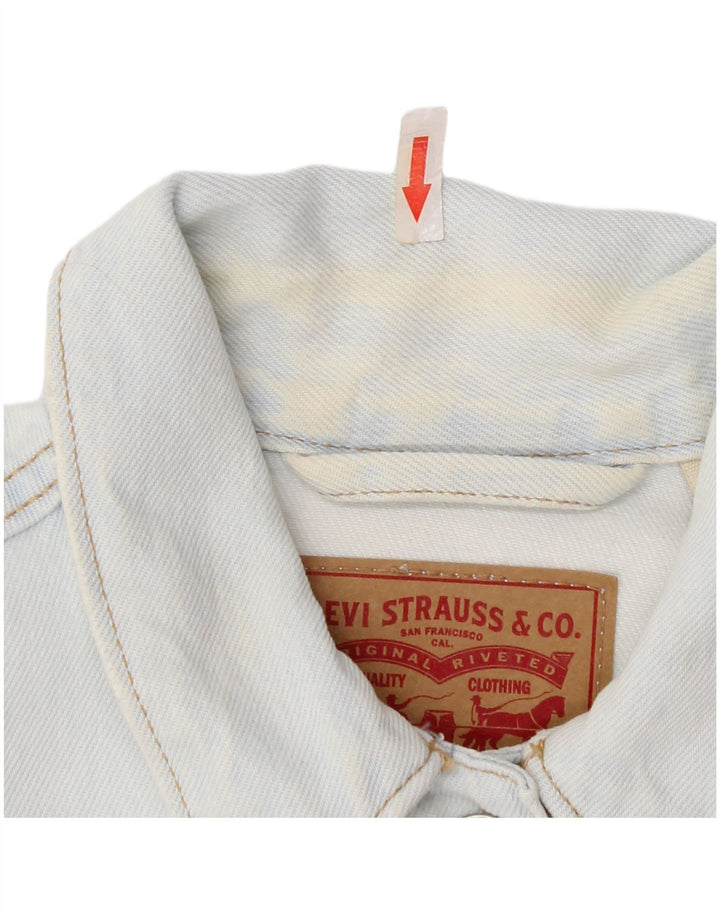 Levi's Damen Crop Denim Jacke UK 12 Mittelblaue Baumwolle