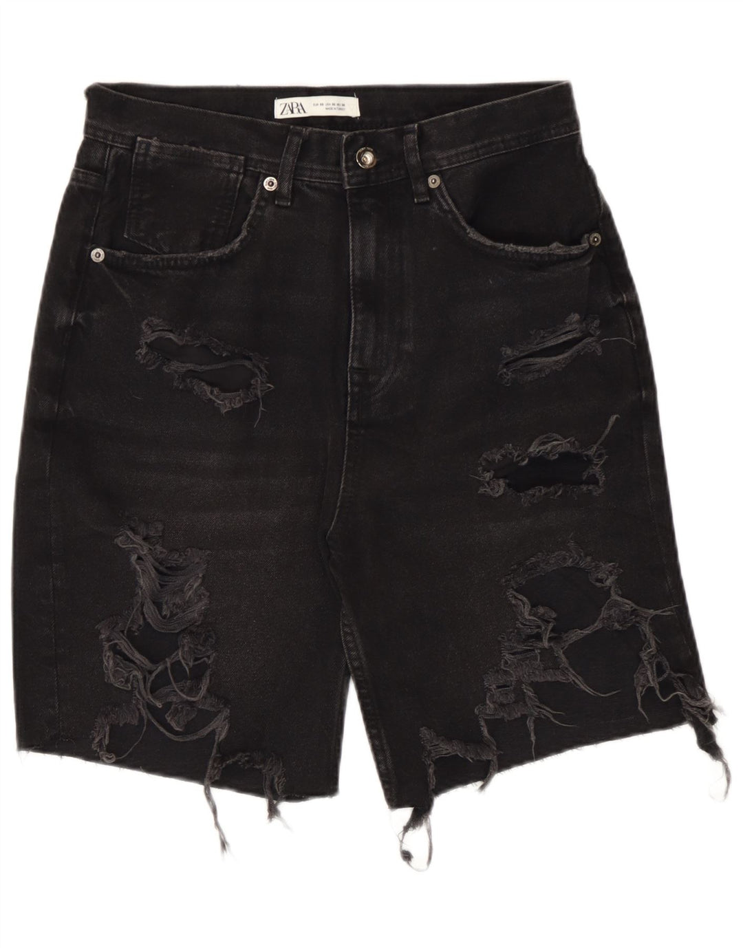Zara Herren Distressed Denim Shorts EU 38 Small W30 Schwarz