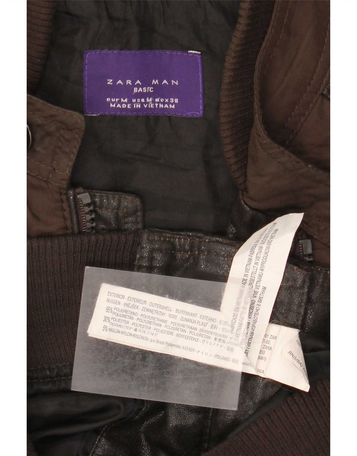 Zara Herren Kunstlederjacke UK 38 Mittelbraunes Polyurethan