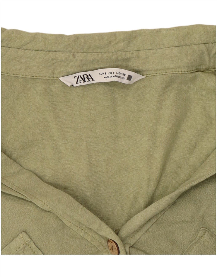 Zara Damen Kurzarm-Oversize-Hemd UK 10 Small Grün