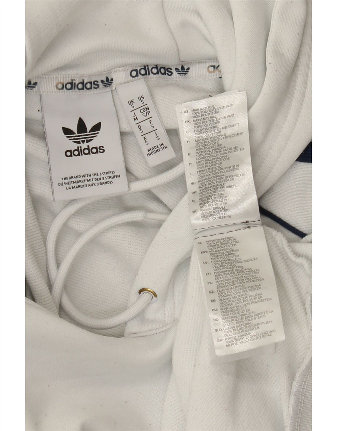 ADIDAS Mens Hoodie Jumper Small White Polyester Vintage Adidas and Second-Hand Adidas from Messina Hembry 