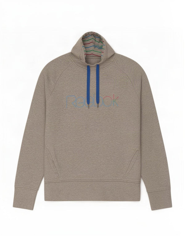 Reebok Womens Graphic Hoodie Pullover UK 10 Small Grau gefleckte Baumwolle