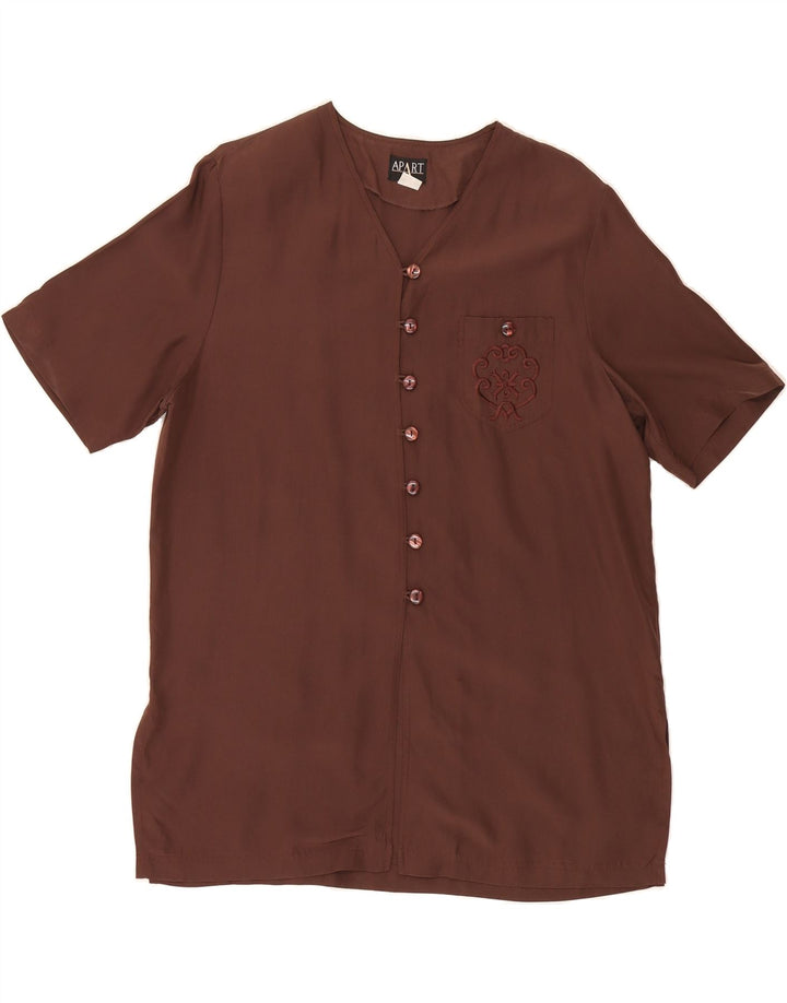 APART Womens Short Sleeve Shirt Blouse UK 12 Medium  Brown Silk Vintage Apart and Second-Hand Apart from Messina Hembry 