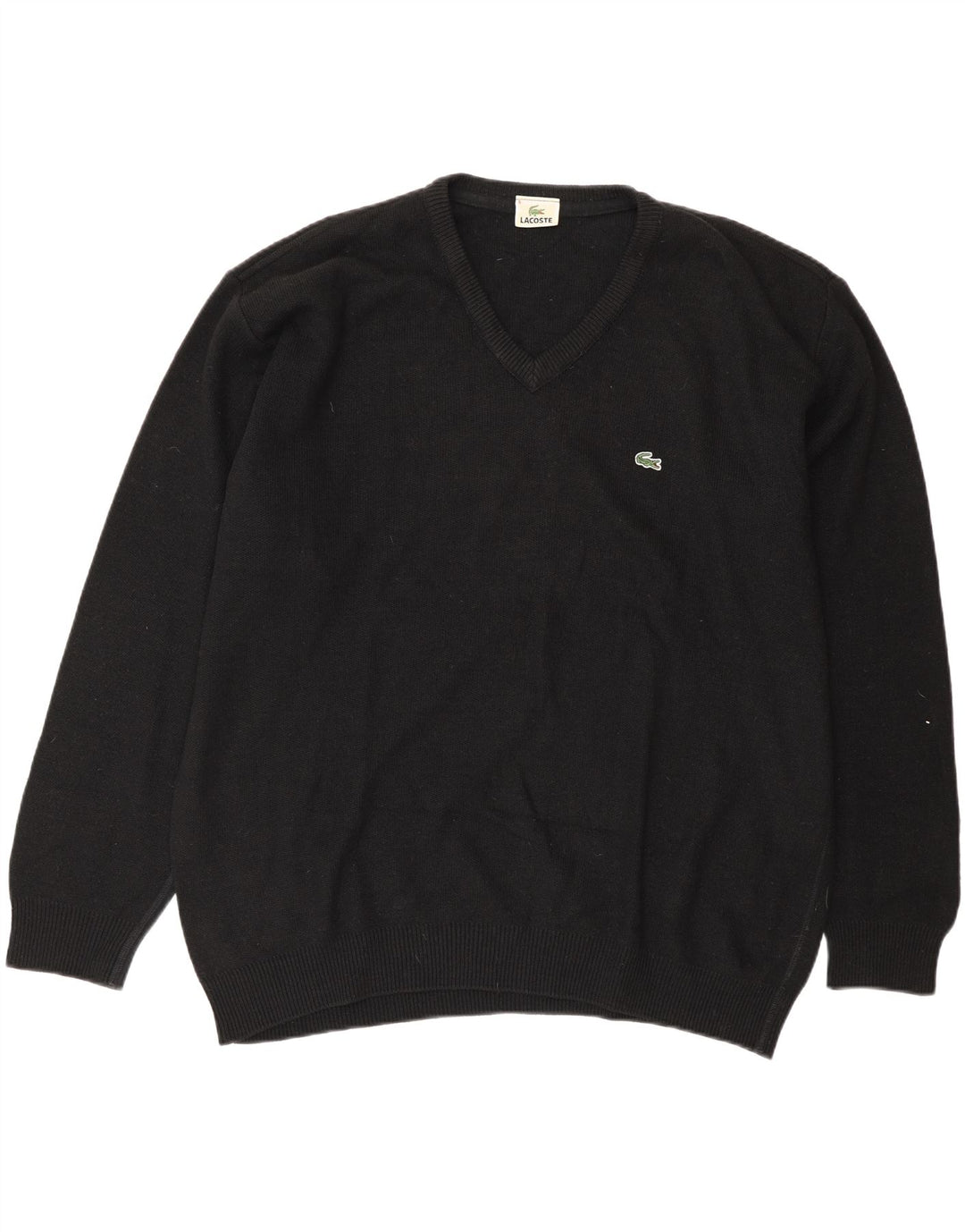Lacoste Herren-Pullover mit V-Ausschnitt, Größe 6 XL, schwarze Wolle