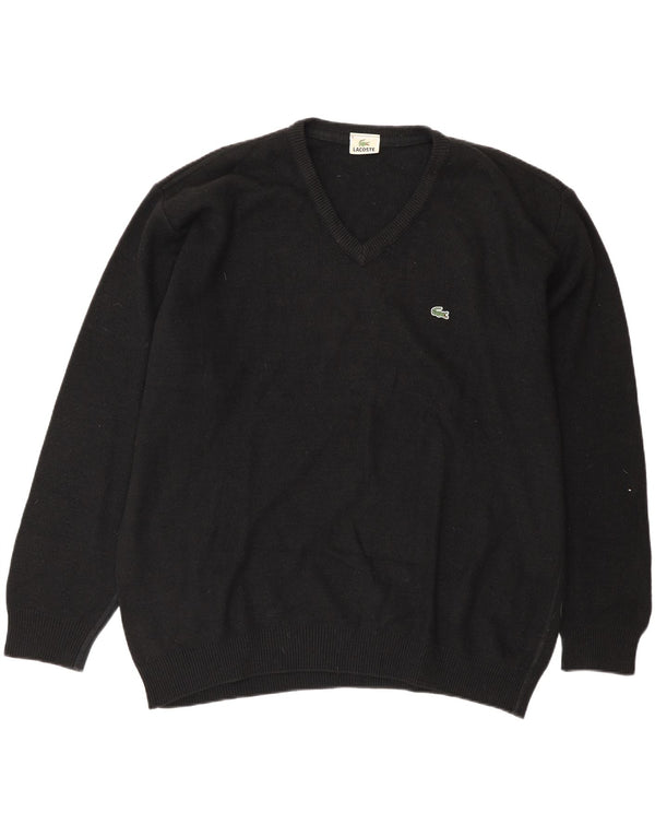 Lacoste Herren-Pullover mit V-Ausschnitt, Größe 6 XL, schwarze Wolle