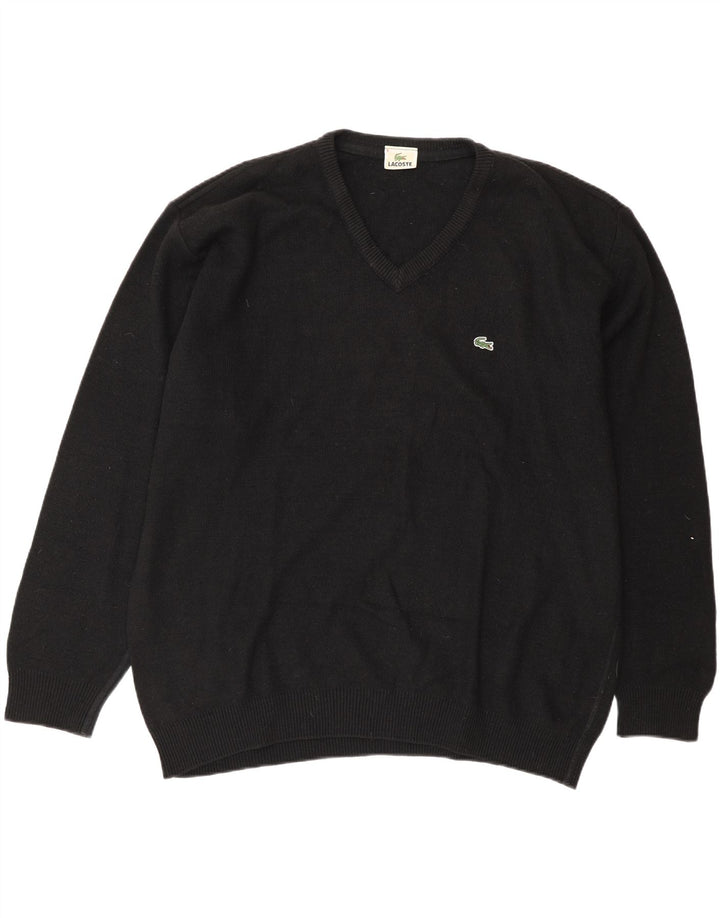 Lacoste Herren-Pullover mit V-Ausschnitt, Größe 6 XL, schwarze Wolle
