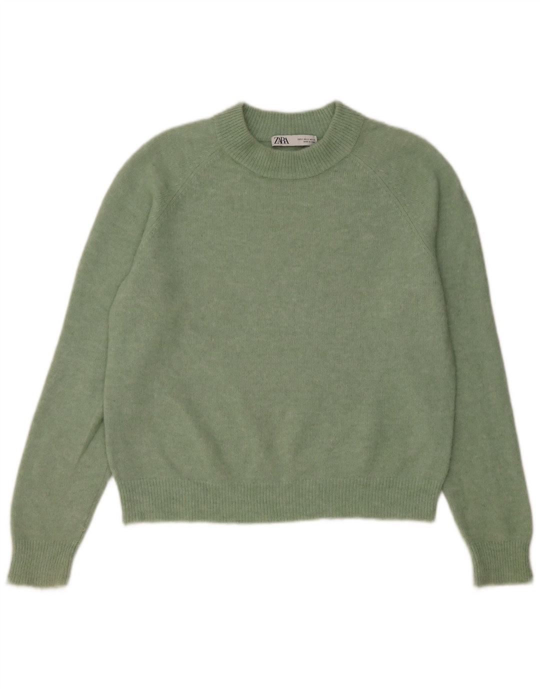 Zara Damen-Pullover, übergroß, Rundhalsausschnitt, Gr. 10, Größe S, Grün