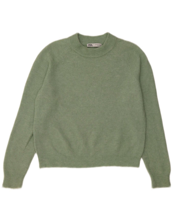 Zara Womens Oversized Crew Neck Jumper Sweater UK 10 Small Green